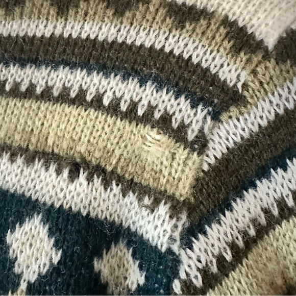 Vintage 60s Norvyk by Renoir Men's Wool Sweater Cream Tan Made in Canada Sz M - Picture 7 of 10